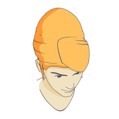 Young woman face top view. Elegant silhouette of a female head.