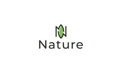 Letter N modern natural leafy line art minimal logo
