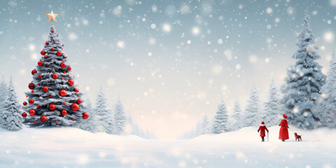 christmas tree with snow Generative AI