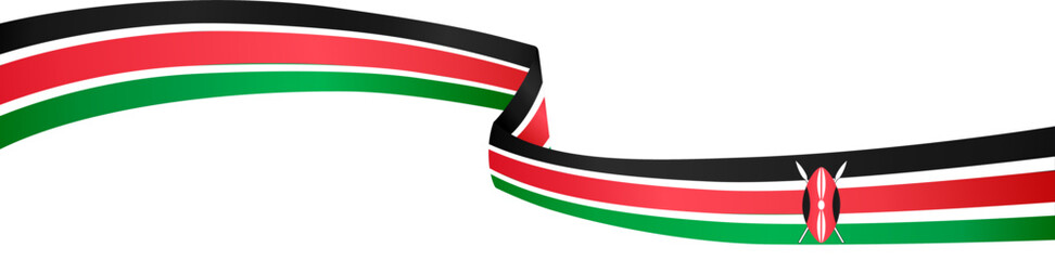 Kenya flag wave isolated on png or transparent background