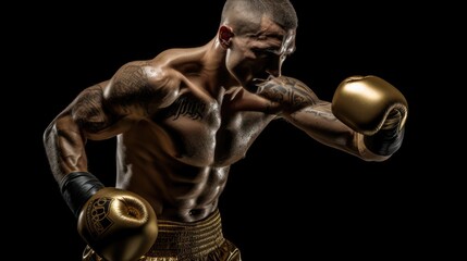 Fototapeta na wymiar Boxer getting ready to fight.