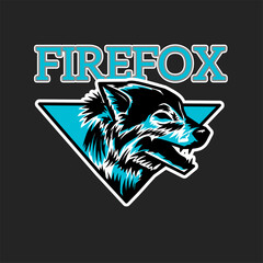 Wolf head in blue, in triangle, vector illustration as a logo for gaming, e sport etc