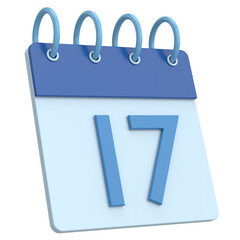 3D calendar. Day 17. Seventeenth day of the month. 3D illustration.