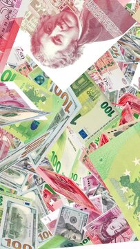 world currency banknotes background