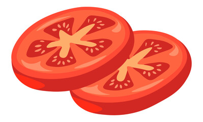 Slices of tomato vegetable, organic veggies vector