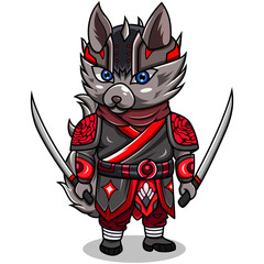 Raccoon ninja chibi mascot logo design