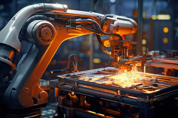 AI powered industrial machines working in factories