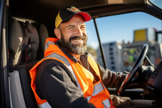 Truck driver working with a smile