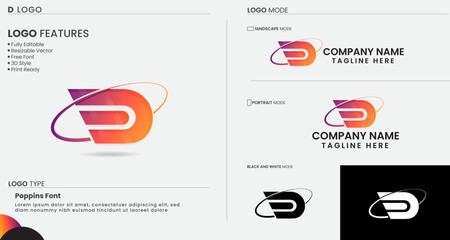 D letter logo design. D logo. Lettering design. Colorful D logo. Business. vector. Premium template. Professional. Creative. Modern. Luxury