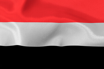 Tricolor flag of the State of Yemen close-up