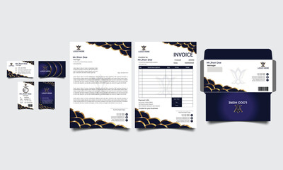 professional business stationery design items set. Corporate identity branding design. Business card, Id card, envelope, letterhead etc.