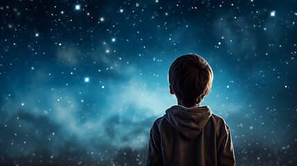 星空を見つめる少年