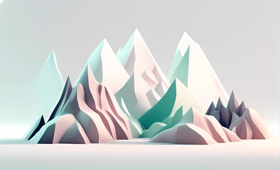 Mountains, low poly 3D illustration