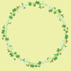 Obraz na płótnie Canvas Green floral frame with leaves