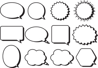 シンプルな影つきふきだしイラストセット