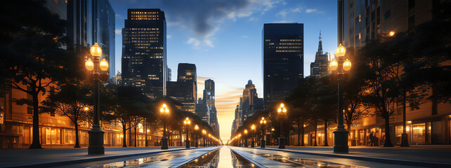 Fototapeta premium evening street, AI generated