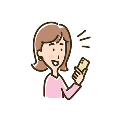 スマホでビデオ通話する女性