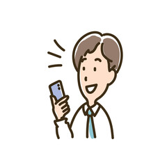 スマホでビデオ通話する男性