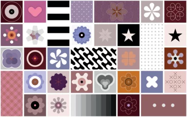 Deurstickers Abstract Geometric Wallpaper. Abstract design includes different geometric shapes and decorative elements. Layered vector seamless background. ©  danjazzia