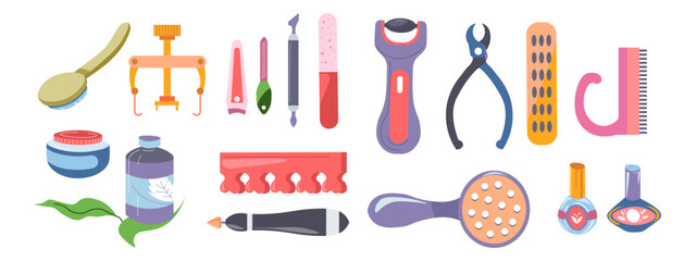 Manicure kit, nail polish and brushes for hands