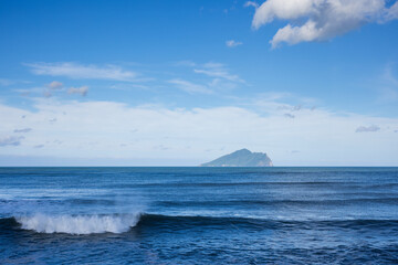 Sunny day with Guishan Island in Yilan of Taiwan
