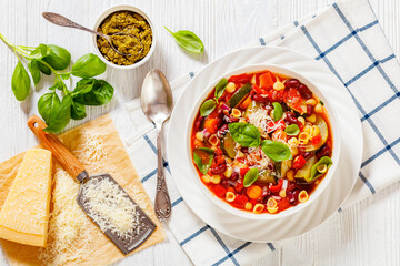 italian minestrone with beans, zucchini and pasta