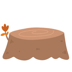 Autumn tree stump leaf maple illustration decoration