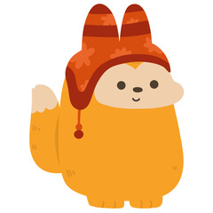 Cute baby red Fox cartoon illustration autumn winter season