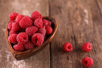 Ripe, beautiful, juicy, red raspberries