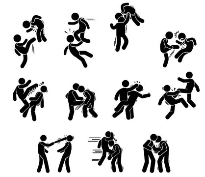 fighting illustrations, fighter icons, stick figures in BRAWL, STICK FIGURE ATTACKING