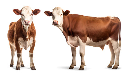 Hereford cattle isolated on transparent background, png - obrazy, fototapety, plakaty