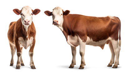 Hereford cattle isolated on transparent background, png