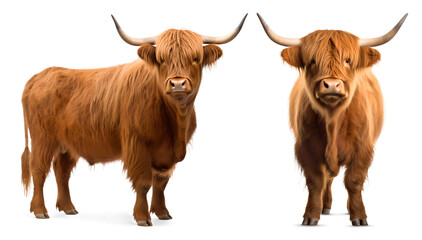 Highland cattle isolated on transparent background, png