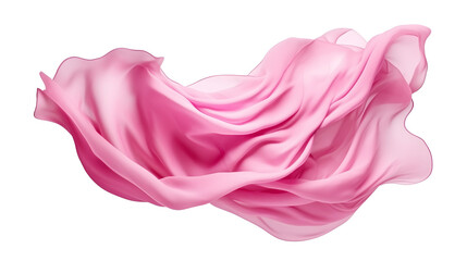 Pink fabric flying in the wind isolated on white background Generative ai - 629121385
