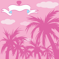 Fototapeta na wymiar barbie doll fashion wallpaper pink palms bow 