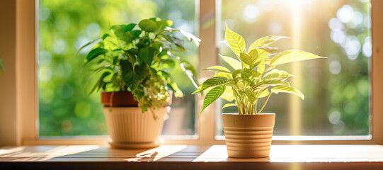 Create your green oasis by the window, where a potted houseplant thrives, basking in the natural light. Its leaves exude a sense of growth, reminding you of nature's wonders.