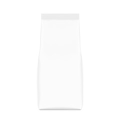 Flat bottom pouch bag mockup. Vector illustration isolated on white background. Front view. Perfect for the presentation your product. EPS10.