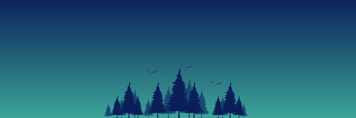 pine forest silhouette landscape vector illustration good for wallpaper, backdrop, background, web banner, and design template