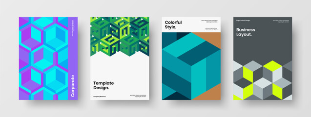 Fototapeta premium Vivid company identity vector design layout set. Premium geometric shapes corporate cover template bundle.