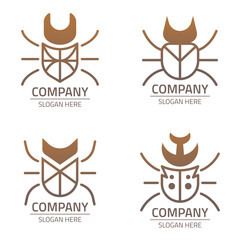 Horn Beetle Logo Design, With Outline Style and Gradient Color