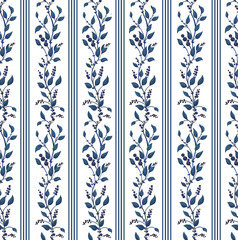 Rustic style, floral ornament, seamless pattern.