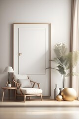 Frame mockup in minimalist decorated interior