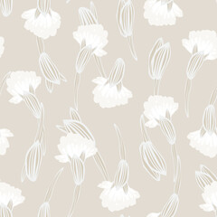 Neutral Colour Botanical Floral Seamless Pattern Design