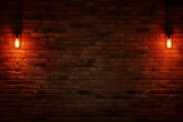 Mysterious brick wall with dual lights framed by soft glow, Generative AI
