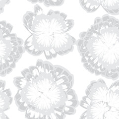 Monochrome Botanical Floral Seamless Pattern Design