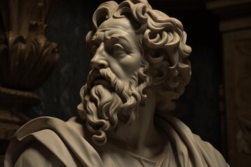 Ancient man statue museum. Generate Ai