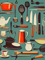 Vintage style utensils || Vector art | Illustration | Graphical content or decorative content resources of kitchen utensils | 