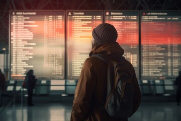 Man departure airport. Generate Ai