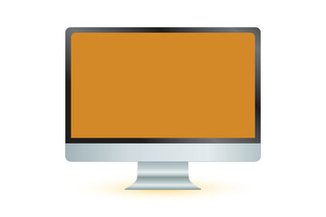 Computer screen on Ochre color background mock up design