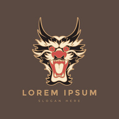dragon head animal mythology mascot legend logo design vector abstract graphic illustration